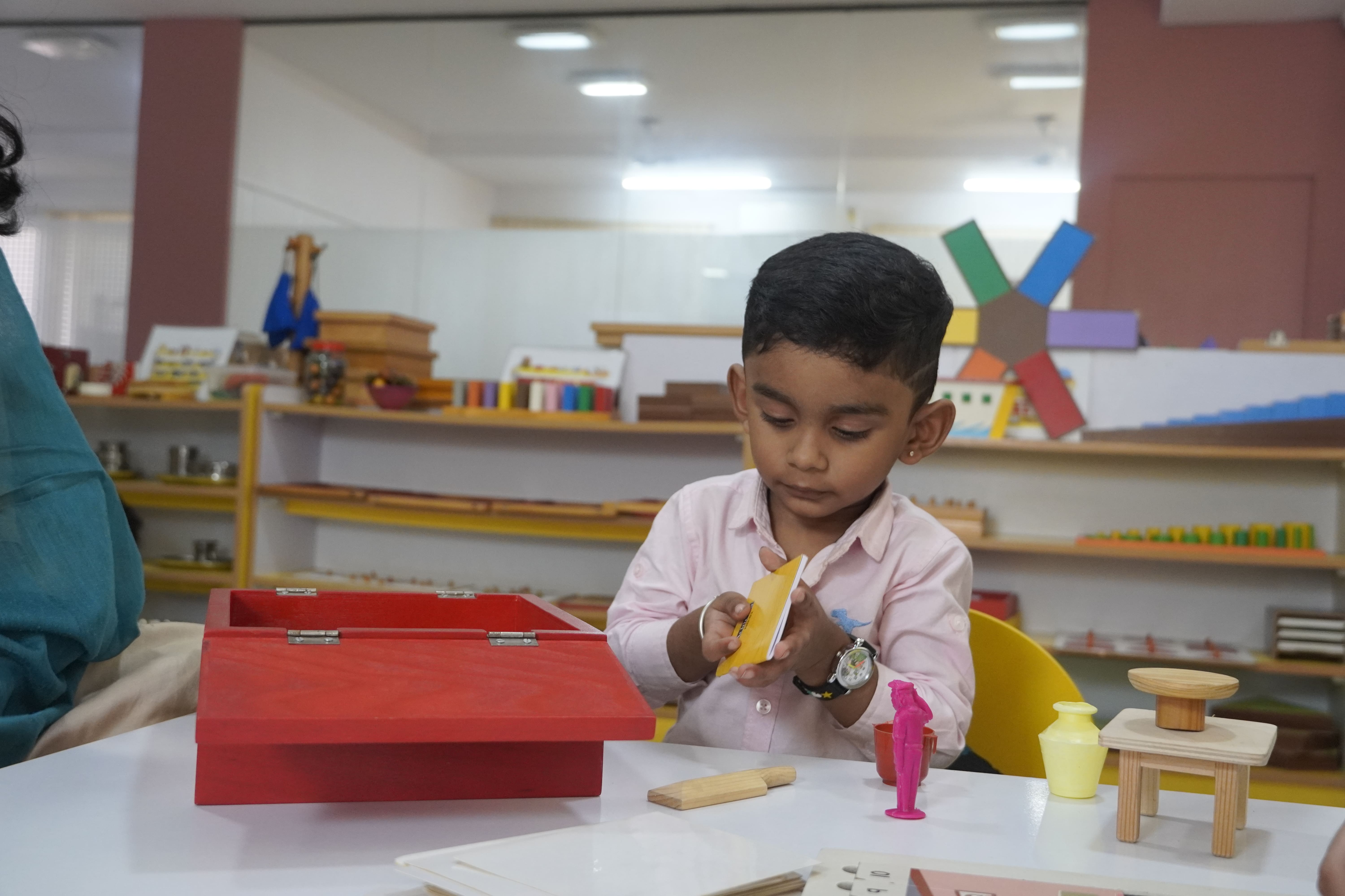 Child practicing early literacy skills